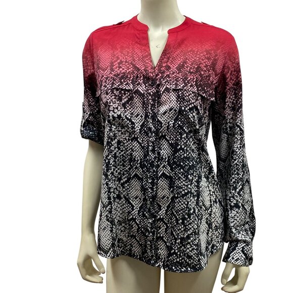 Calvin Klein Womens Snake Print Ombre Blouse Size S - Picture 1 of 5